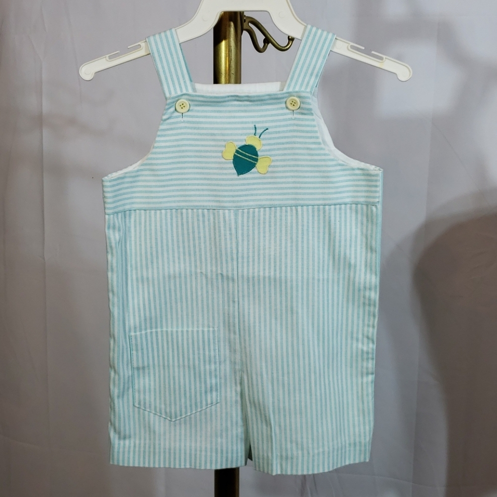 Like New Vtg Lisa Jackson Green Striped Romper 4T